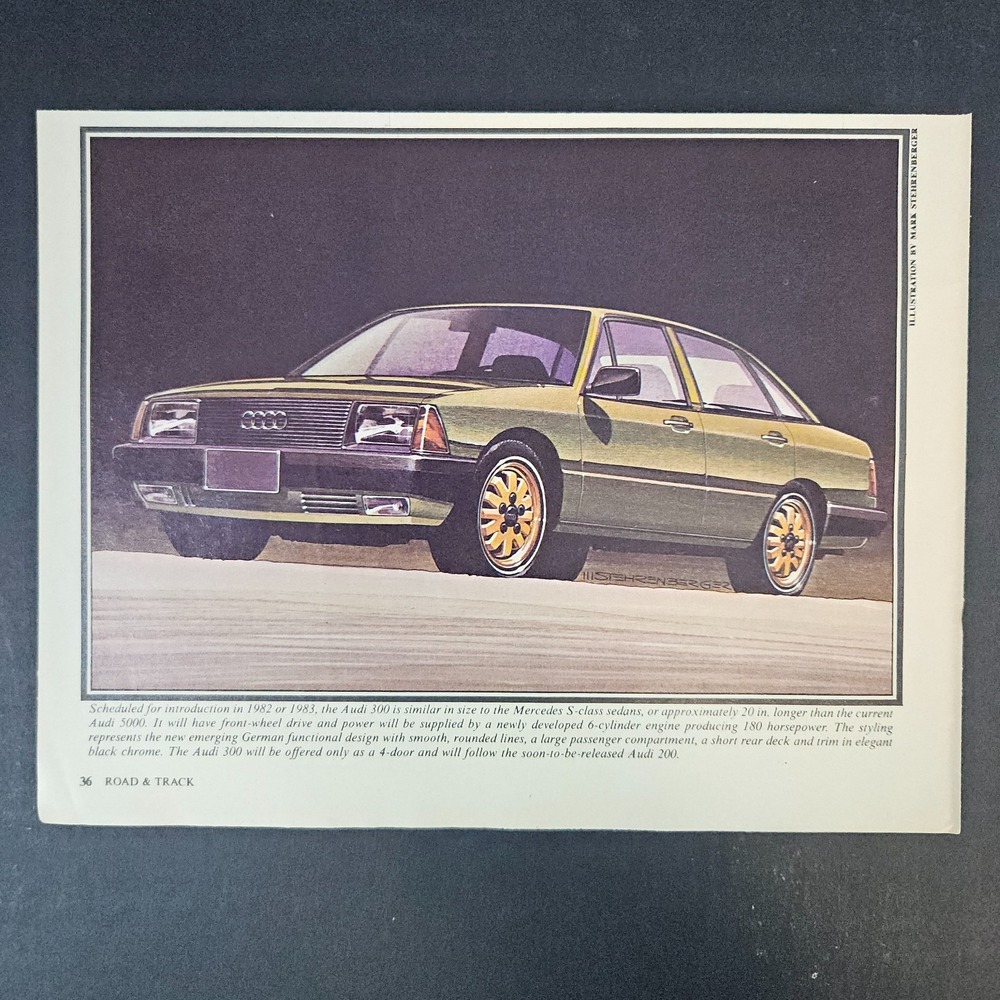 1979 Audi 300 Concept Art by‎ Mark Stehrenberger Vintage Print Ad Mancave Garage